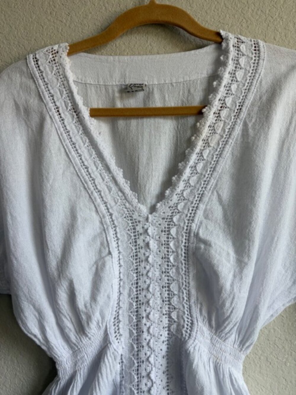 Blanco by Nature Womens White Peru Cotton Tunic Sz Med Crochet Boho Ethereal - Picture 4 of 11